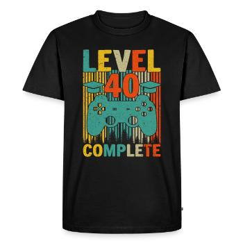 Niveau 40 Complété - T-shirt Premium bio Homme - noir - Devant - Nico (187cm)