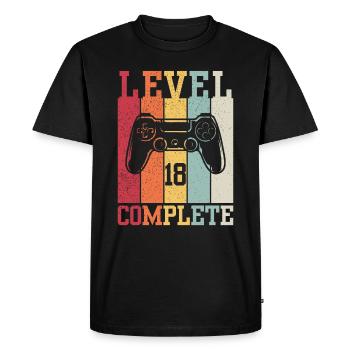 Niveau 18 Complété - T-shirt Premium bio Homme - noir - Devant - Nico (187cm)