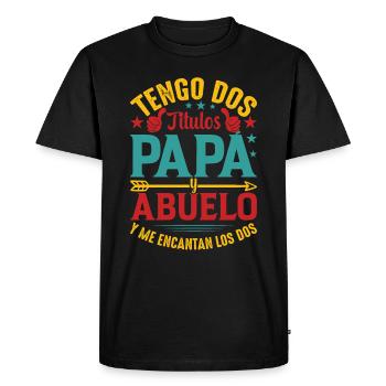 J'ai Deux Titres Papa Et Papou - T-shirt Premium bio Homme - noir - Devant - Nico (187cm)