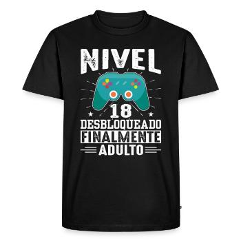 Niveau 18 Débloqué Anniversaire 18 Ans - T-shirt Premium bio Homme - noir - Devant - Nico (187cm)