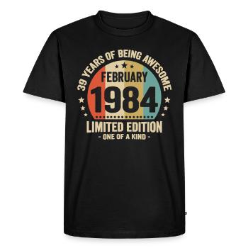 39 Years Of Being Awesome Since February 1984 - Men's Premium Organic T-Shirt - black - Front - Nico (187cm)