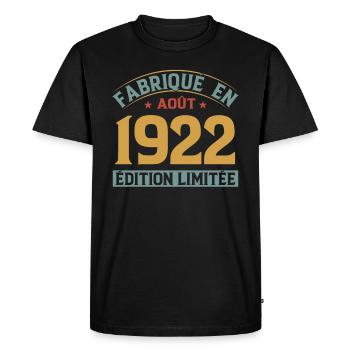 MILLÉSIME AOUT 1922 ÉDITION LIMITÉE - T-shirt Premium bio Homme - noir - Devant - Nico (187cm)