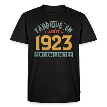 MILLÉSIME AOUT 1923 ÉDITION LIMIT - T-shirt Premium bio Homme - noir - Devant - Nico (187cm)