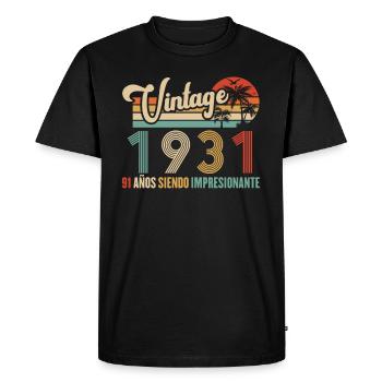 Vintage 1931 Anniversaire 91 ans D'être Awesome - T-shirt Premium bio Homme - noir - Devant - Nico (187cm)