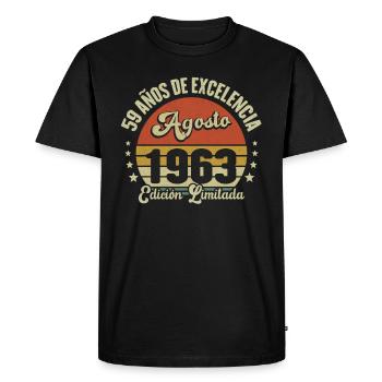 59 Ans Anniversaire Vintage Né(e) en Août 1963 - T-shirt Premium bio Homme - noir - Devant - Nico (187cm)