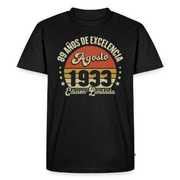 89 Ans Anniversaire Vintage Né(e) en Août 1933 - T-shirt Premium bio Homme - noir - Devant - Nico (187cm)