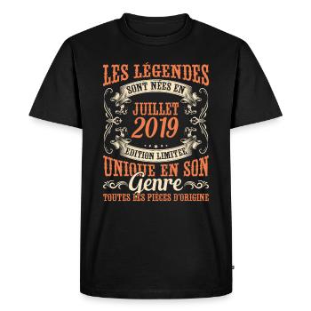 Juillet 2019 Anniversaire Idée Cadeau Vintage - T-shirt Premium bio Homme - noir - Devant - Nico (187cm)