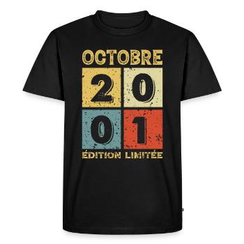 Octobre 2001 Anniversaire Idée Cadeau Vintage - T-shirt Premium bio Homme - noir - Devant - Nico (187cm)