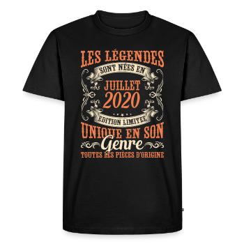 Juillet 2020 Anniversaire Idée Cadeau Vintage - T-shirt Premium bio Homme - noir - Devant - Nico (187cm)