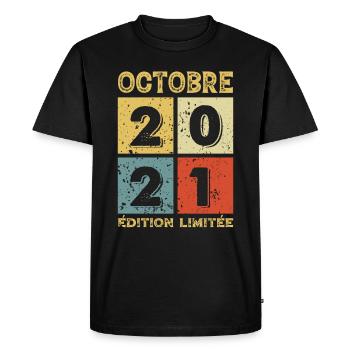 Né En 2021 Octobre Anniversaire Idée Cadeau Jublié - T-shirt Premium bio Homme - noir - Devant - Nico (187cm)