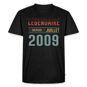 Juillet 2009 Anniversaire Idée Cadeau Vintage - T-shirt Premium bio Homme - noir - Devant - Nico (187cm)