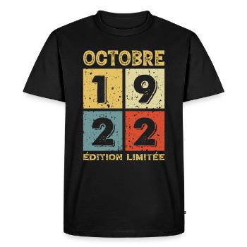 Octobre 1922 Édition Limitée Anniversaire Vintage - T-shirt Premium bio Homme - noir - Devant - Nico (187cm)
