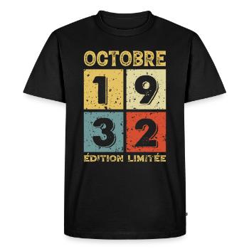 Octobre 1932 Édition Limitée Anniversaire Vintage - T-shirt Premium bio Homme - noir - Devant - Nico (187cm)