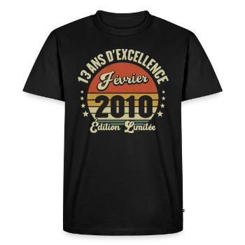 13 Ans D'excellence Février 2010 Édition Limitée - T-shirt Premium bio Homme - noir - Devant - Nico (187cm)