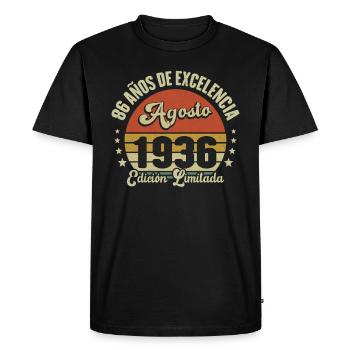Birthday Vintage Gift Idea August Humor 86 - Men's Premium Organic T-Shirt - black - Front - Nico (187cm)