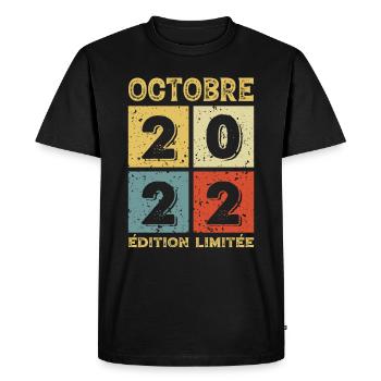 Anniversaire Vintage Idée Cadeau Octobre 2022 - T-shirt Premium bio Homme - noir - Devant - Nico (187cm)