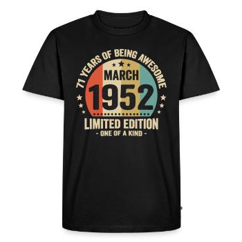 Anniversaire Vintage Idée Cadeau Mars 71 - T-shirt Premium bio Homme - noir - Devant - Nico (187cm)