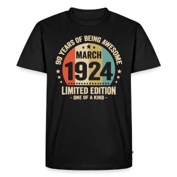 Anniversaire Vintage Idée Cadeau Mars 99 - T-shirt Premium bio Homme - noir - Devant - Nico (187cm)