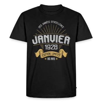 Des Années D'excellence Janvier 1928 95 Ans - T-shirt Premium bio Homme - noir - Devant - Nico (187cm)