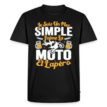 Moto Vtt Vélo Motocross Idée Cadeau Anniversaire - T-shirt Premium bio Homme - noir - Devant - Nico (187cm)