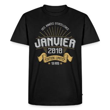 Des Années D'excellence Janvier 2010 13 Ans - T-shirt Premium bio Homme - noir - Devant - Nico (187cm)