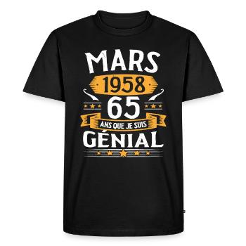 Mars 1958 65 Ans Que Je Suis Génial Anniversaire - T-shirt Premium bio Homme - noir - Devant - Nico (187cm)