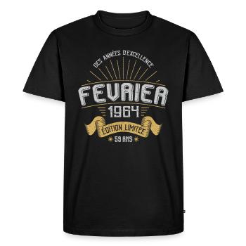 Des Années D'excellence Février 1964 59 Ans - T-shirt Premium bio Homme - noir - Devant - Nico (187cm)