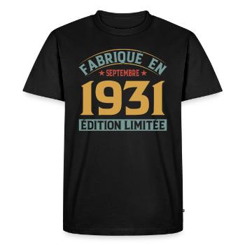Fabriqué En Septembre 1931 Édition Limitée - T-shirt Premium bio Homme - noir - Devant - Nico (187cm)