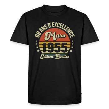 68 Ans D'excellence Mars 1955 Édition Limitée - T-shirt Premium bio Homme - noir - Devant - Nico (187cm)