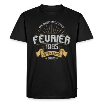 Des Années D'excellence Février 1985 38 Ans - T-shirt Premium bio Homme - noir - Devant - Nico (187cm)