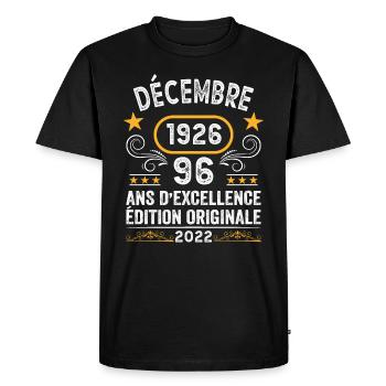 Anniversaire Vintage Idée Cadeau Décembre 1926 96 - T-shirt Premium bio Homme - noir - Devant - Nico (187cm)