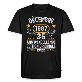 Anniversaire Vintage Idée Cadeau Décembre 1987 35 - T-shirt Premium bio Homme - noir - Devant - Nico (187cm)