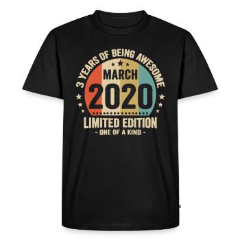 Anniversaire Vintage Idée Cadeau Mars 3 - T-shirt Premium bio Homme - noir - Devant - Nico (187cm)