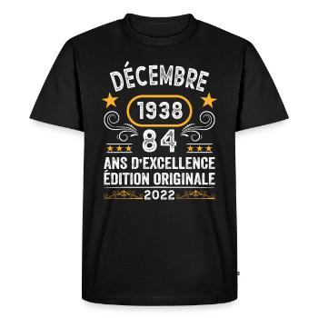 Anniversaire Vintage Idée Cadeau Décembre 1938 84 - T-shirt Premium bio Homme - noir - Devant - Nico (187cm)