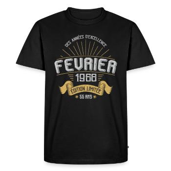 Des Années D'excellence Février 1968 55 Ans - T-shirt Premium bio Homme - noir - Devant - Nico (187cm)