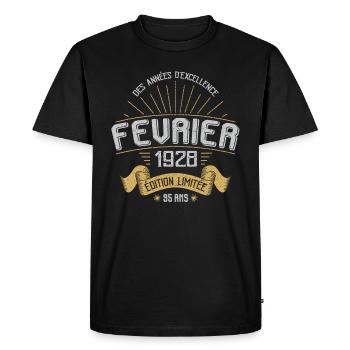 Des Années D'excellence Février 1928 95 Ans - T-shirt Premium bio Homme - noir - Devant - Nico (187cm)
