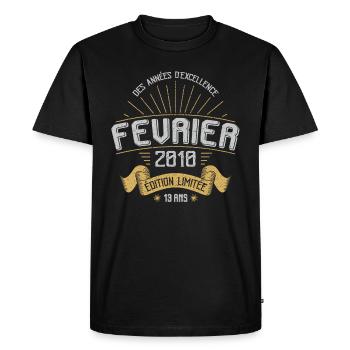Des Années D'excellence Février 2010 13 Ans - T-shirt Premium bio Homme - noir - Devant - Nico (187cm)