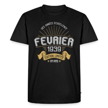 Des Années D'excellence Février 1939 84 Ans - T-shirt Premium bio Homme - noir - Devant - Nico (187cm)