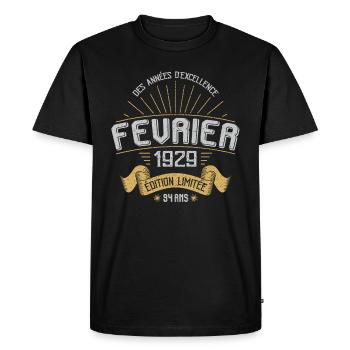 Des Années D'excellence Février 1929 94 Ans - T-shirt Premium bio Homme - noir - Devant - Nico (187cm)