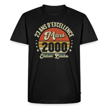 23 Ans D'excellence Mars 2000 Édition Limitée - T-shirt Premium bio Homme - noir - Devant - Nico (187cm)