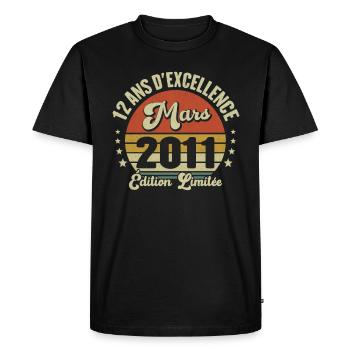 12 Ans D'excellence Mars 2011 Édition Limitée - T-shirt Premium bio Homme - noir - Devant - Nico (187cm)
