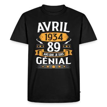 Avril 1934 89 Ans Que Je Suis Génial Anniversaire - T-shirt Premium bio Homme - noir - Devant - Nico (187cm)