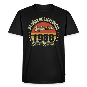 34 Ans D'excellence Septembre 1988 Édition Limitée - T-shirt Premium bio Homme - noir - Devant - Nico (187cm)