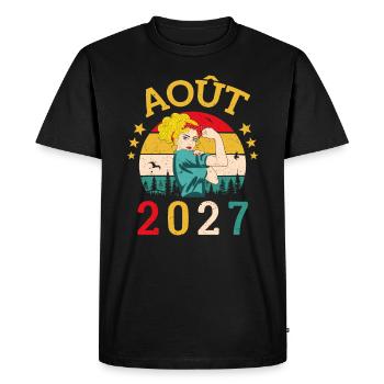 Août 2027 Anniversaire Vintage Happy Birthday - T-shirt Premium bio Homme - noir - Devant - Nico (187cm)