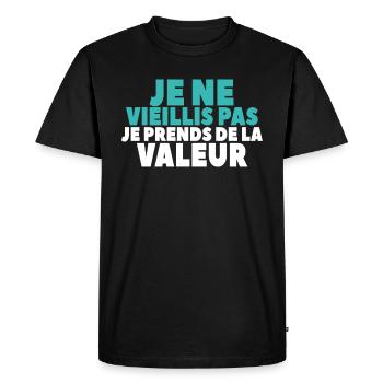 Je Ne Vieillis Pas Je Prends De La Valeur - T-shirt Premium bio Homme - noir - Devant - Nico (187cm)