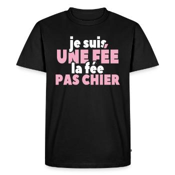 Je Suis Une Fée La Fée Pas Chier - T-shirt Premium bio Homme - noir - Devant - Nico (187cm)