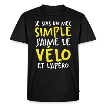 J'aime Le Vélo Et L'apéro - T-shirt Premium bio Homme - noir - Devant - Nico (187cm)