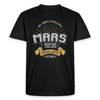 Mars 1957 67 Ans Anniversaire Vintage Idée Cadeau - T-shirt Premium bio Homme - noir - Devant - Nico (187cm)