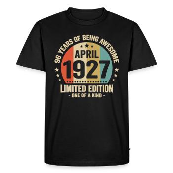 Avril 1927 96 Ans Anniversaire Vintage Idée Cadeau - T-shirt Premium bio Homme - noir - Devant - Nico (187cm)