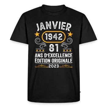 Anniversaire Vintage Idée Cadeau Janvier 1942 81 - T-shirt Premium bio Homme - noir - Devant - Nico (187cm)